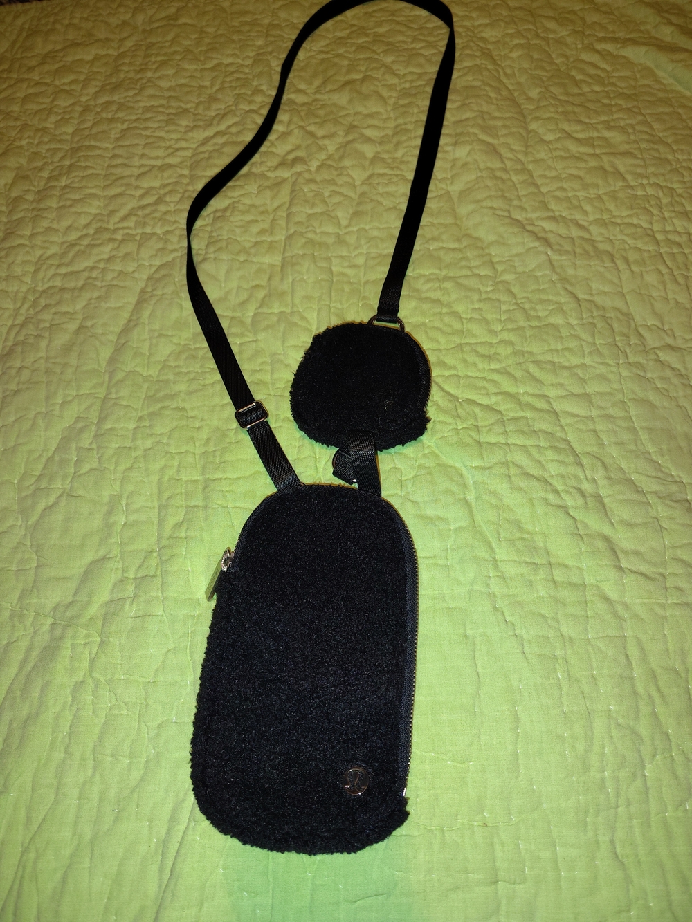 lululemon athletica Black Fuzzy Crossbody Phone Pouch with Round Coin Case